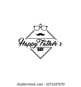 Happy Fathers Day. Mustache, glasses. Concept for banner, invitation. Happy Fathers Day template greeting card. Vector illustration