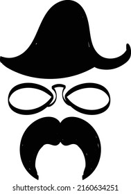 Happy Fathers Day with mustache and hat. Fathers day card for print or use as poster, flyer or T Shirt