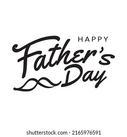 Happy Fathers Day with a mustache and heart for daddy. June typography banner. Father's day sale promotion calligraphy poster with a doodle, Vector illustration