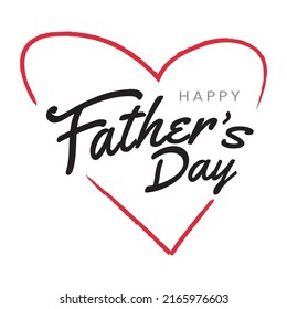 Happy Fathers Day with a mustache and heart for daddy. June typography banner. Father's day sale promotion calligraphy poster with a doodle, Vector illustration