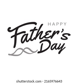 Happy Fathers Day with a mustache and heart for daddy. June typography banner. Father's day sale promotion calligraphy poster with a doodle, Vector illustration