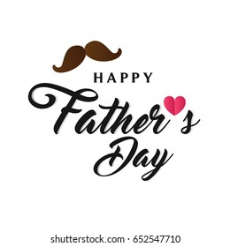 Happy Father's day with mustache and heart Vector Illustration.