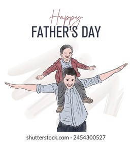 Happy Father's day, my dad my hero, daddy's girls. Turkish Translation: Babalar günü kutlu olsun. Vector, Illustration.