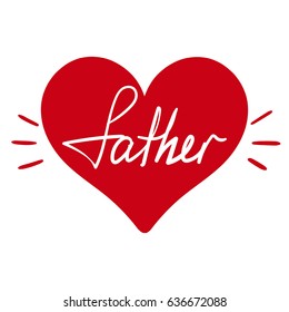 Happy Father's day. Father's National Day inspirational card. Hand written modern brush lettering card for dad. Black, white and red