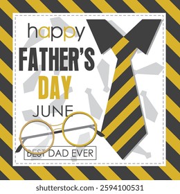 Happy father's day with necktie, glasses and lettering