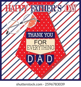 Happy father's day with necktie, glasses and lettering