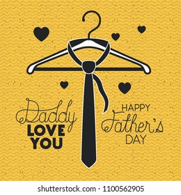 happy fathers day with necktie hanging