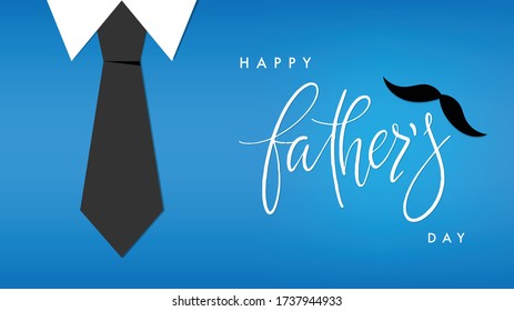 Happy Father's Day with Necktie Template vector on Blue background ,Vector illustration EPS 10