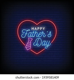 Happy Father's Day Neon Signs Style Text Vector