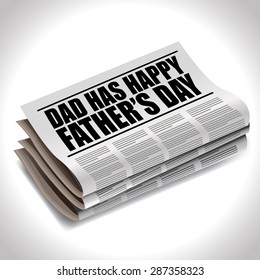 Happy Fathers Day newspaper headline EPS 10 vector royalty free stock illustration for greeting card, ad, promotion, poster, flier, blog, article, social media, marketing