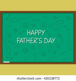 happy fathers day, on chalk board design vector
