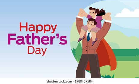 Happy fathers day on june 20 business brochure flyer banner design horizontal template vector, cover presentation abstract, modern publication poster and flag-banner, layout in rectangle size.