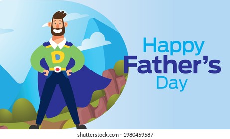 Happy fathers day on june 20 business brochure flyer banner design horizontal template vector, cover presentation abstract, modern publication poster and flag-banner, layout in rectangle size.