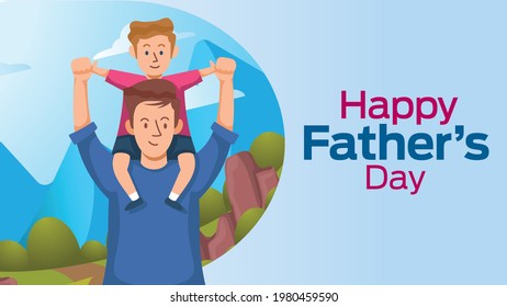 Happy fathers day on june 20 business brochure flyer banner design horizontal template vector, cover presentation abstract, modern publication poster and flag-banner, layout in rectangle size.