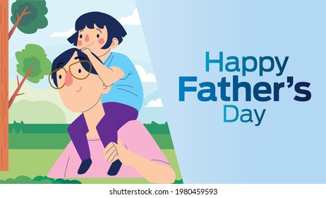 Happy fathers day on june 20 business brochure flyer banner design horizontal template vector, cover presentation abstract, modern publication poster and flag-banner, layout in rectangle size.
