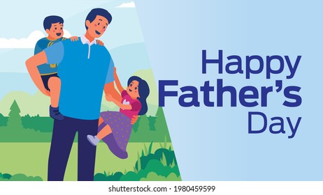 Happy fathers day on june 20 business brochure flyer banner design horizontal template vector, cover presentation abstract, modern publication poster and flag-banner, layout in rectangle size.