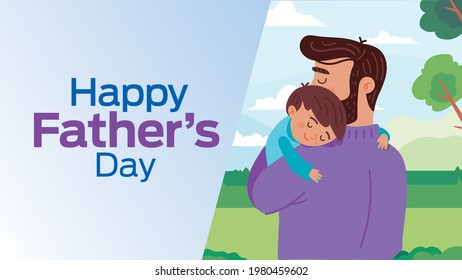 Happy fathers day on june 20 business brochure flyer banner design horizontal template vector, cover presentation abstract, modern publication poster and flag-banner, layout in rectangle size.