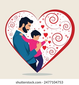 Feliz Día del Padre con nuestra obra de arte de Vector conmovedora, que captura el vínculo de un padre y un niño. Perfecto para expresar "El mejor papá" y "El amor de papá"