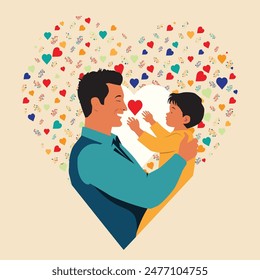 Feliz Día del Padre con nuestra obra de arte de Vector conmovedora, que captura el vínculo de un padre y un niño. Perfecto para expresar "El mejor papá" y "El amor de papá"