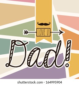 happy fathers day over pattern  background vector illustration