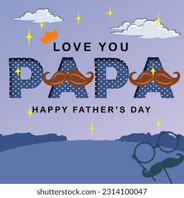 happy fathers day paper cut out illustration