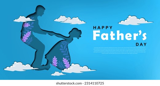 happy fathers day paper cut out illustration