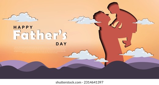 happy fathers day paper cut out illustration