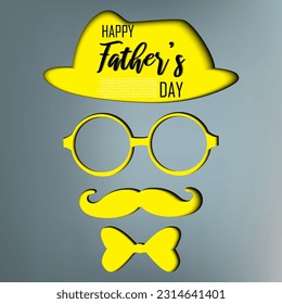 happy fathers day paper cut out illustration