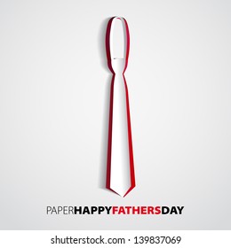 Happy Fathers Day - paper tie gift card - vector