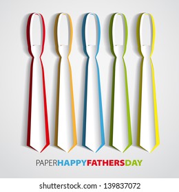 Happy Fathers Day - paper tie gift card - vector
