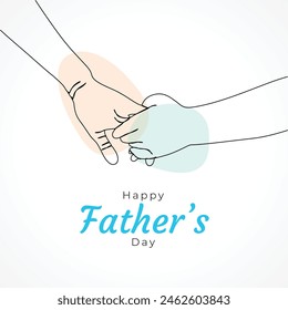 Happy father's day parent and child holding hand illustration, one line drawing illustration