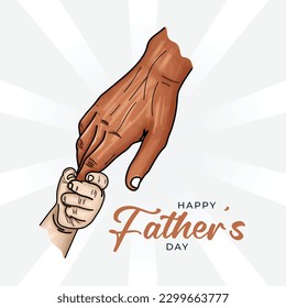 Happy fathers day the parent holds the hand of a small child