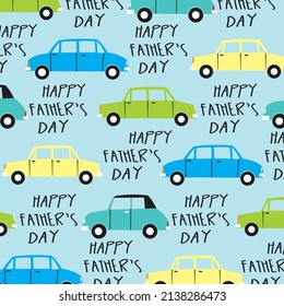 Happy father's day pattern with car and text