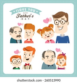 Happy Father's Day. People character design.