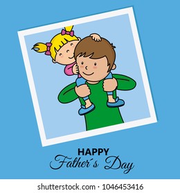 happy fathers day. Photo father and daughter sitting on his shoulders