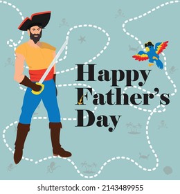 Happy Father's day. Pirate with text