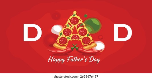 Happy Father's Day Pizza Concept. DAD type shape with pizza concept for restaurant and food brand for father's day. Pizza Restaurant fast food Father's day concept