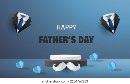 happy father's day podium vector design background banner blue