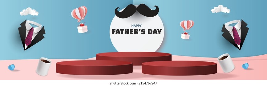 happy father's day podium vector design background banner blue