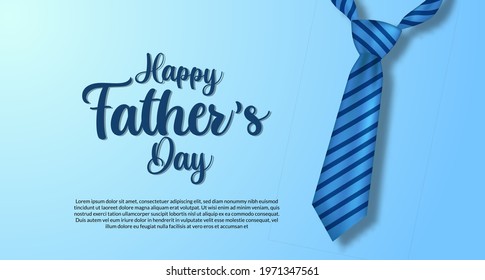 Happy father's day poster banner template with present blue tie clothes