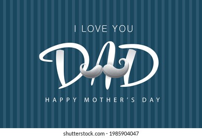 Happy Father's Day poster and banner template on dark grey blue background. Vector illustration for greeting card, women's day, shop, invitation, discount, sale, flyer, decoration.