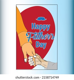 Happy Father's Day poster or banner template.Father and Son Holding Hands.Vector illustration.