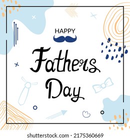 Happy Father's Day poster. Banner with lettering with mustache, ties and bow tie. Vector illustration.