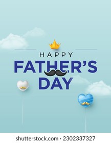Happy Father's Day poster or banner template with king. Greetings and presents for Father's Day.Vector illustration EPS9