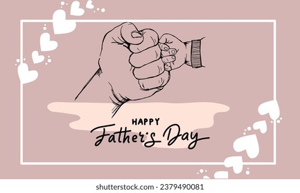 Happy Father's Day poster and banner template with cute illustration on classic background. Vector illustration for greeting card, shop, invitation.