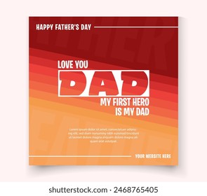 Happy Father's  Day poster or banner template  for social media post 