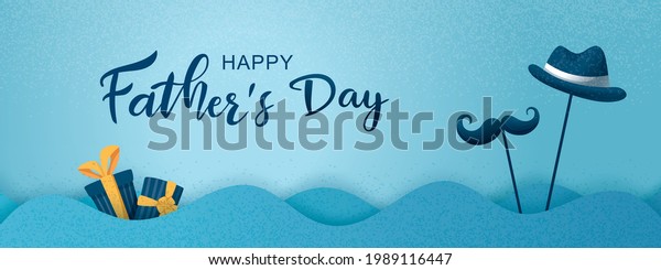 Happy\
Father\'s Day poster and banner template with cute illustration on\
blue background. Vector illustration for greeting card, shop,\
invitation, discount, sale, flyer,\
decoration.