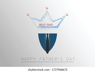 Happy father's day poster with crown best dad and blue suit 