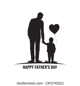 Happy Father's Day Poster. Father With Son Silhouette
