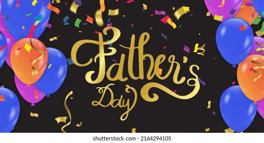 Happy fathers day poster with flying balloons. Template design eps.10